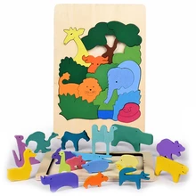 Puzzle 3D en bois pour bébé, jouet éducatif, créatif, en forme d'animal, cadeau pour enfant