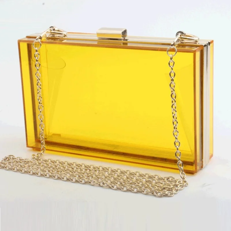  Women Acrylic Clear Transparent Crossbody Purse PVC Bag Sport Events Stadium Approved Chain Strap G - 4000045130395