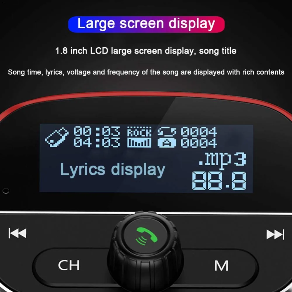 Fm-передатчик Bluetooth 5,0 автомобиля Aux Mp3 аудио плеер QC3.0 двойной Usb 5V 3.4A в машину с USB, туманный распылитель, Зарядное устройство адаптер Bluetooth Handsfree Car Kit