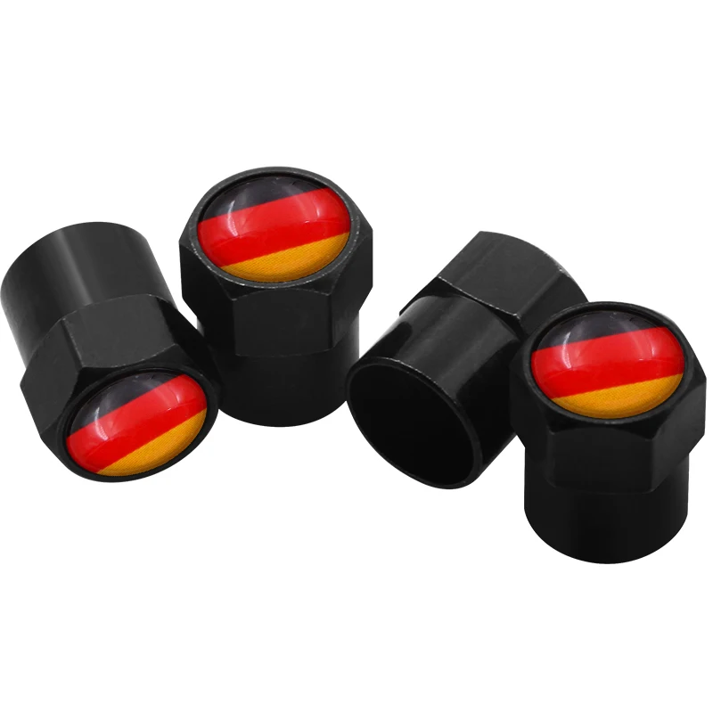 4 Pcs / Lot Black Car Wheel Tire Valve Cap Styling Auto Dust Germany Flag Logo For Seat Accessories | Автомобили и мотоциклы