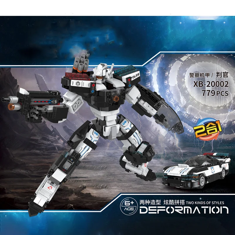 

Superhero Mech Robot Police mech Warrior 2 in 1 Building Blocks Toys For Children Christmas Gifts