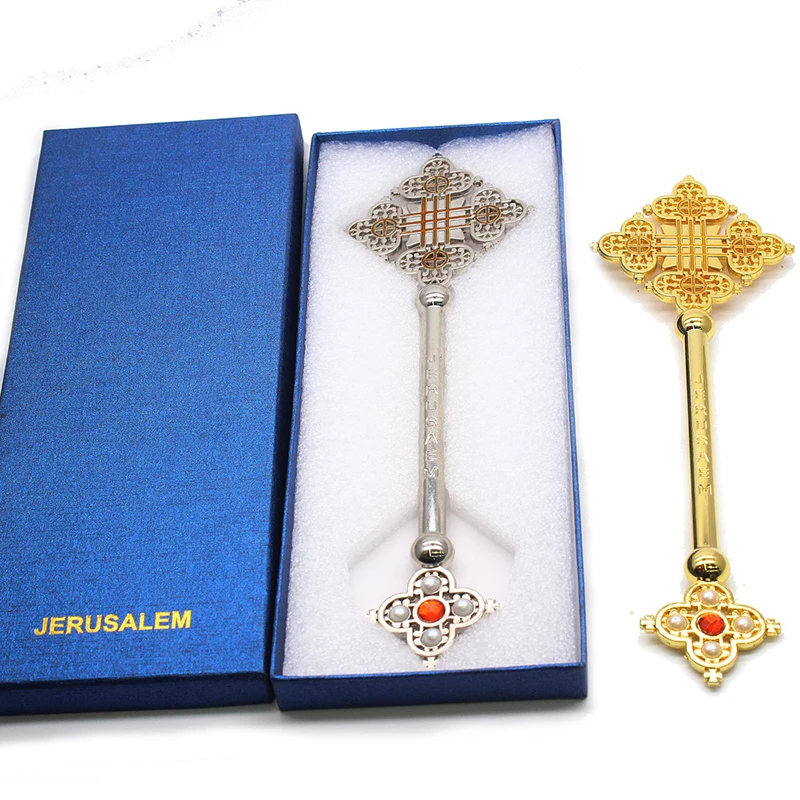 Prayer Ceremony Cross Alloy Christ Church Prayer Supplies Catholic Decoration Gifts Gold and silver colors 22 cm