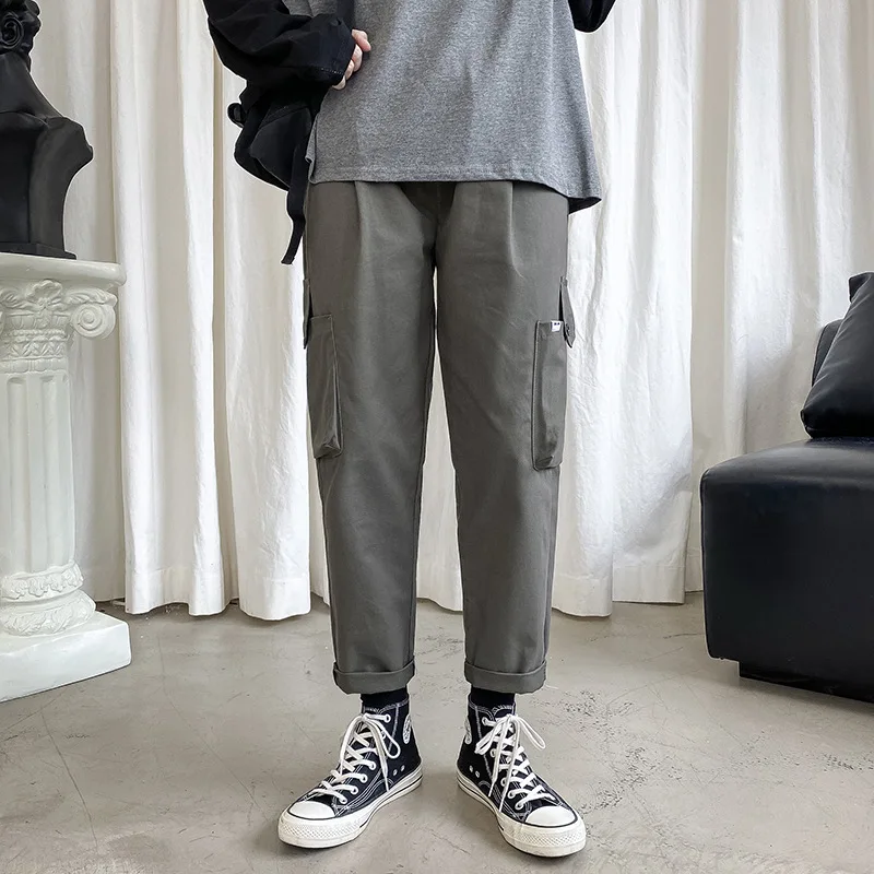 

2020 Spring And Autumn INS Straight-Cut Pocket Capri Workwear Loose Pants Men's Loose-Fit Versatile Juvenile Popular Brand Casua