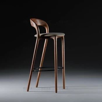 

Customized Bar Stool Modern Minimalist Bar Chair Solid Wood High Stool Nordic Style Stool Front Desk High Chair Home Furniture