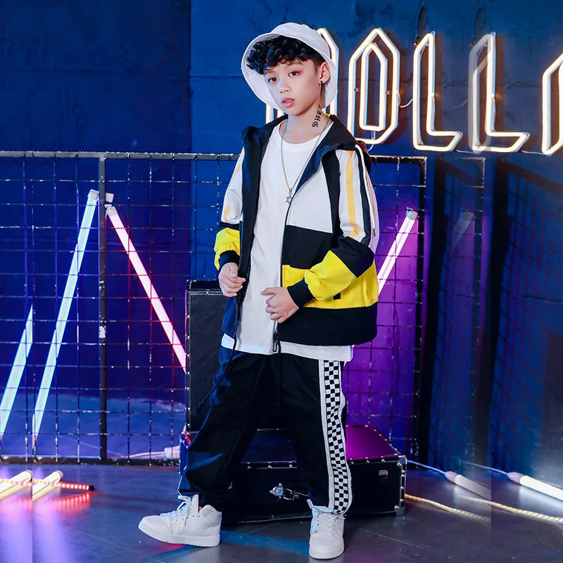

Children Hip Hop Childrenswear BOY'S Loose Hip Hop Joint Black And White Coat Hip Hop Costume Girls Hip Hop