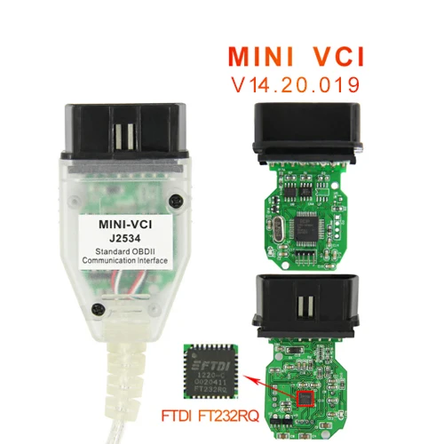 Диагностический мини-разъем V14.20.019 FTDI FT232RQ SAE J2534 для Toyota MINIVCI J2534 TIS Techstream OBD2 сканер Диагностика интерфейса кабель - Цвет: MINIVCI