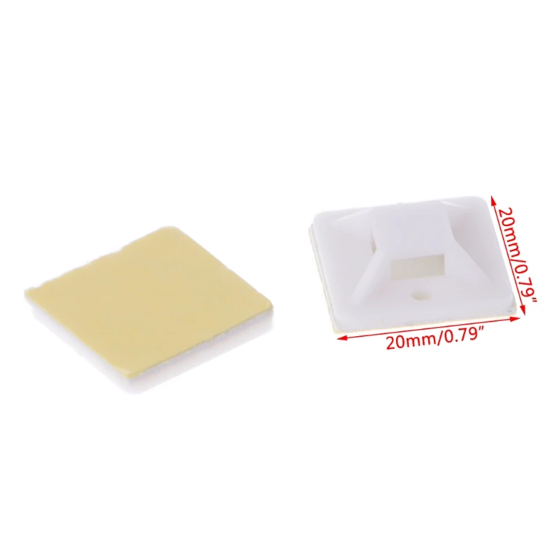 Drop Ship 100 PCS Plastic Adhesive Rectangle Wire Tie Cable Clip Clamp Mount 20X 20mm