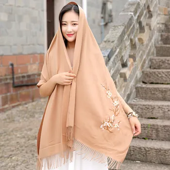 

2020 ladies autumn and winter cashmere scarf ladies casual solid color long scarf warm scarf Black