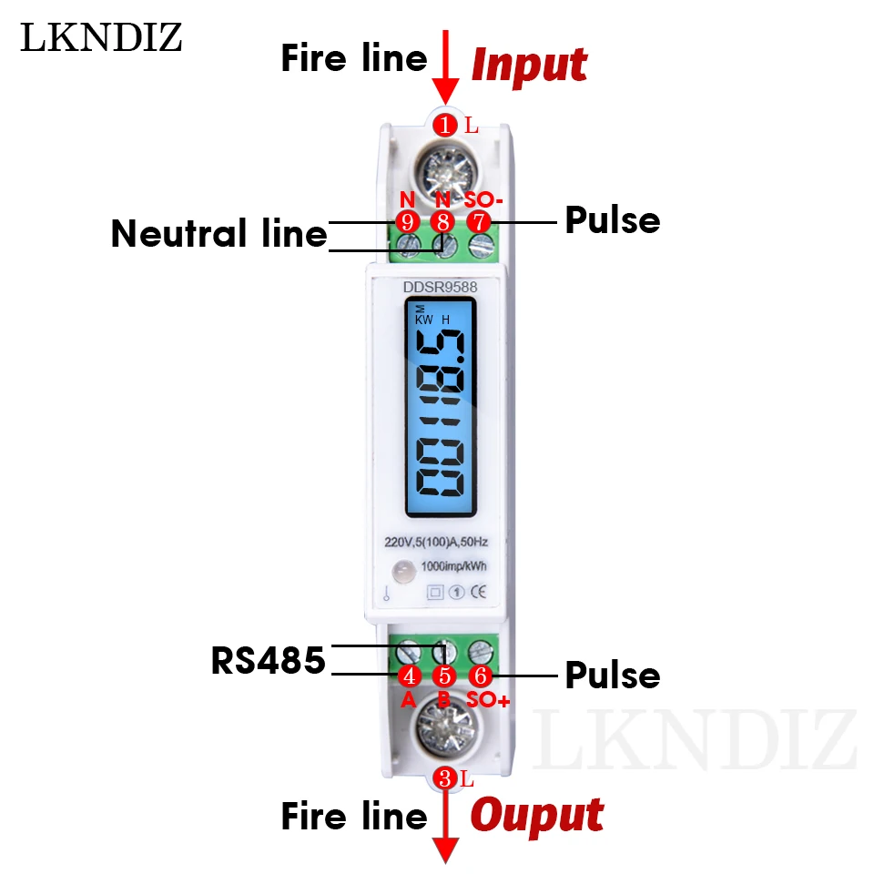 Однофазный измеритель мощности 5(100A) 220 В/230 В Din Rail RS485 Modbus RTU|Измерители энергии| |