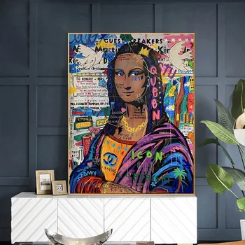 

Graffiti 6kinds Mona Lisa Street Art Posters and Prints Funny Canvas Painting on The Wall Art Picture for Living Room Home Decor