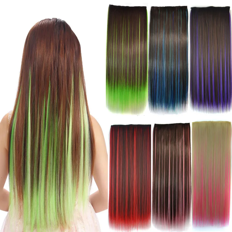 Jeedou Straight Synthetic Hair 5Clips Clip in One Piece Hair Extension Blue Brown Green Pink Highlighted Piano Color kiss a world without heroes 1 highlighted solo head art mini skirt school uniform new in clothes night club outfit