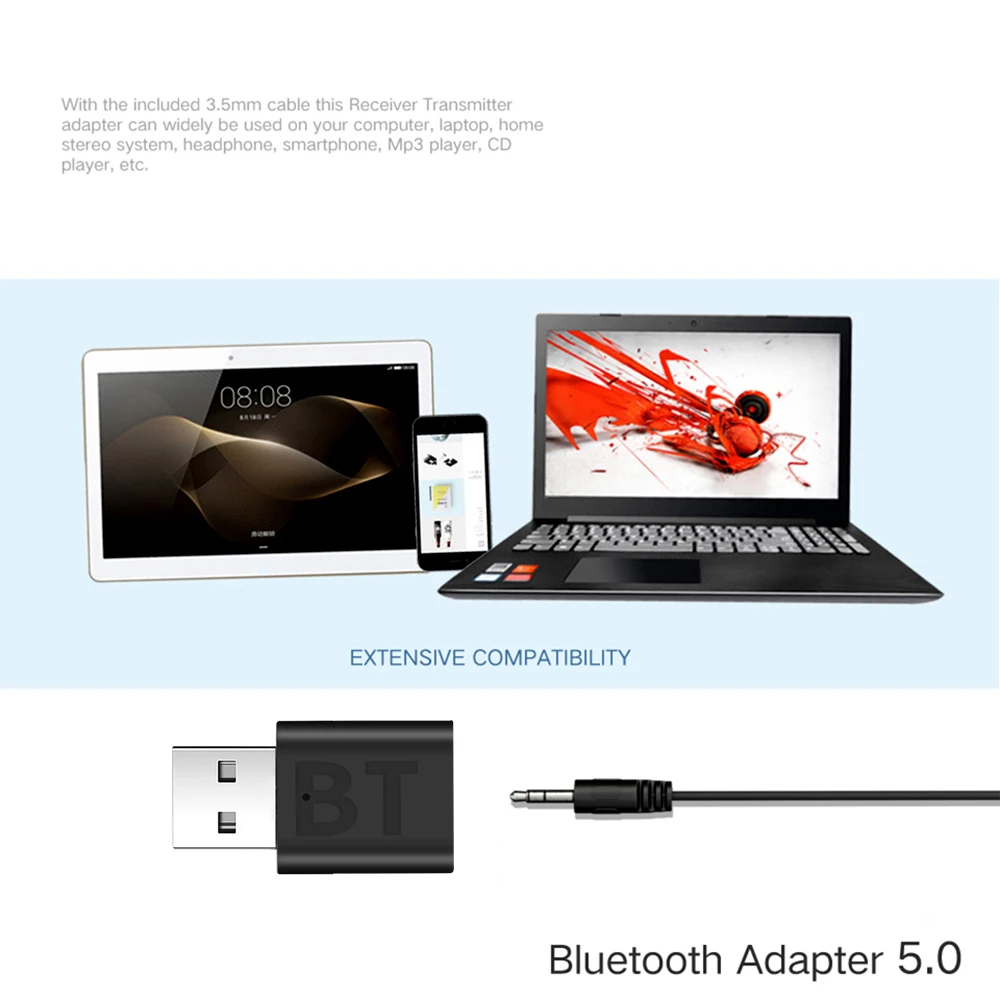 Автомобильный Bluetooth 5,0 аудио адаптер приемник Беспроводная Музыка 3,5 мм AUX разъем аудио рецептор USB Мини Bluetooth для Авторадио Стерео