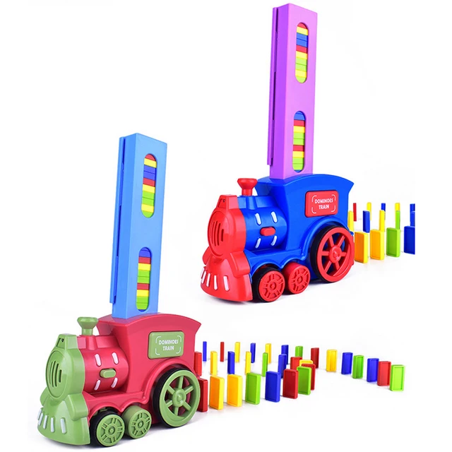 60 Pcs Domino Train Set Domino Pieces Automatic Domino Brick Laying Train Toy for 3+ Years Old Kids Christmas and New Year Gift 1
