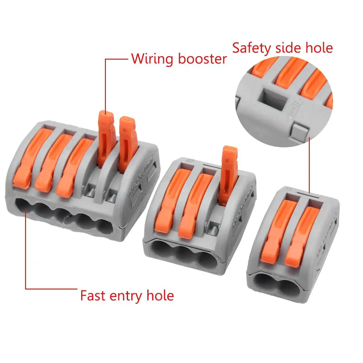 60Pcs 2 / 3 / 5 Pin Cage Holes Spring Conductor Terminal Block Electric Cable Wire Universal Fast Connector Hole