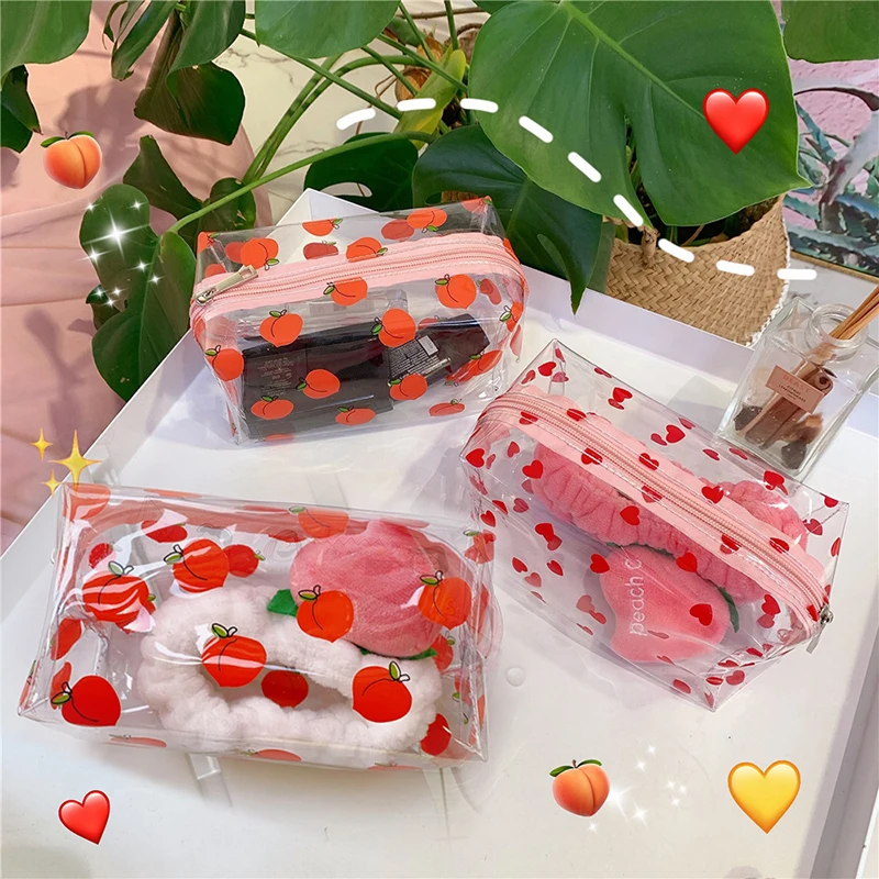 

Women Transparent PVC Travel Cosmetic Bag Clear Waterproof Zipper Makeup Bag Beauty Organizer Make Up Case Wash Toiletry Bags