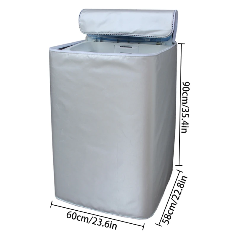 capa para máquina de lavar roupa poliéster prova dwaterproof água carga superior secador de roupa capa protetor solar lavanderia revestimento prata capa prova de poeira