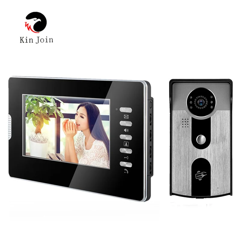 4 Wire Video Door Phone 7" Tft Lcd Color Acrylic Monitor For Villa Outdoor Camera Metal And ID Card Reader Unlocking | Безопасность