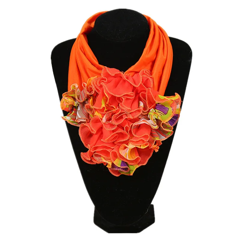 New Trend Women Scarf Floral Collar Scarf Luxury Big Flower Neckerchief Ring Neck Scarves Fashion Bandana Head Hijab For Ladies - Цвет: AY3