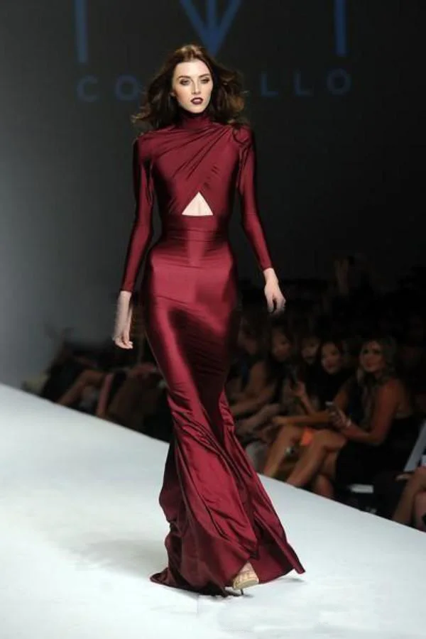 Michael costello вечерние платья одежда с длинным рукавом с высокой горловиной Знаменитости Вечерние платья с вырезами с низким вырезом на спине