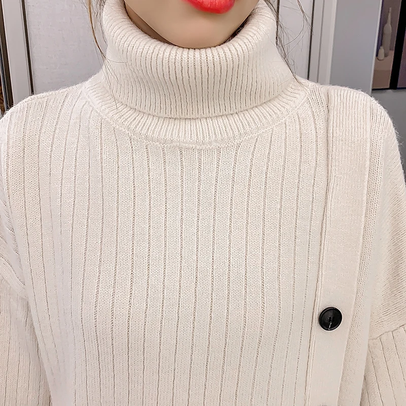 Autumn and Winter New Thickened Warm Turtleneck Sweater Women's Solid Color Casual Knit Sweater Women Winter Clothing Pullovers Autumn and Winter New Thickened Warm Turtleneck Sweater Women's Solid Color Casual Knit Sweater Women Winter Clothing Pullovers