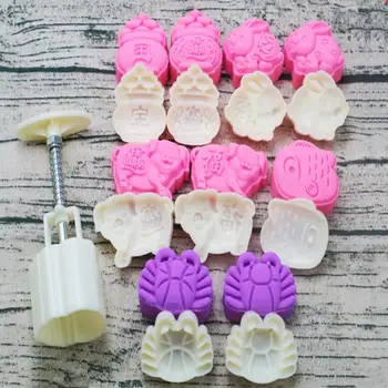 

3pcs/set Moon Cake Mould Hand Pressure animals flower DIY Biscuits Molds Cookie Cutters Set Cake Baking Tools Odorless White