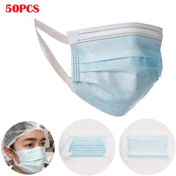 

50Pcs Disposable Mask Mascarilla Masker Dust-proofSingle Use Pullout Comfort Earloop Face Shileds Masks Masque Mondkapjes