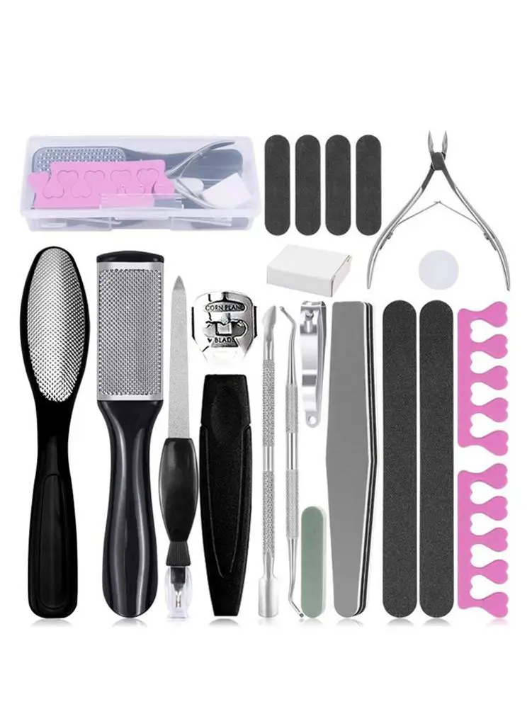 

21PC Pedicure File Professional Multifunctional Foot Care Scrub Kit Callus Remover Set for Men Women Home Travel Salon Foot Care
