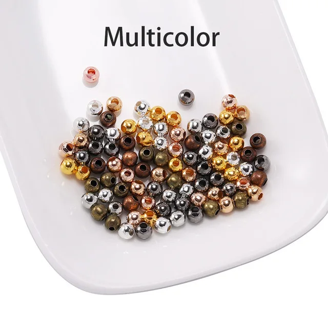 Wholesale Metal Round Spacer Bead Smooth Ball End Bead For Jewelry Making 2-10mm 