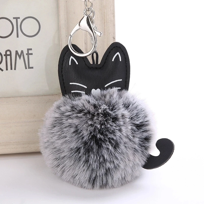 Cute-Fur-Ball-Keychain-Cat-Soft-Pompom-Animal-Tail-Hair-Ball-Car ...