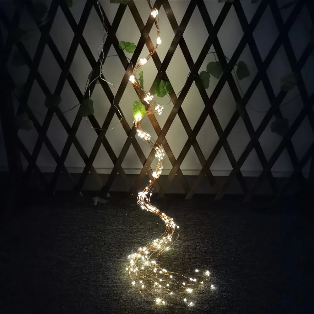 100/200/280LED Vines Light Solar Fairy String Light Outdoor Waterproof Copper Wire DIY Decora Holiday Party Wedding Garden Room