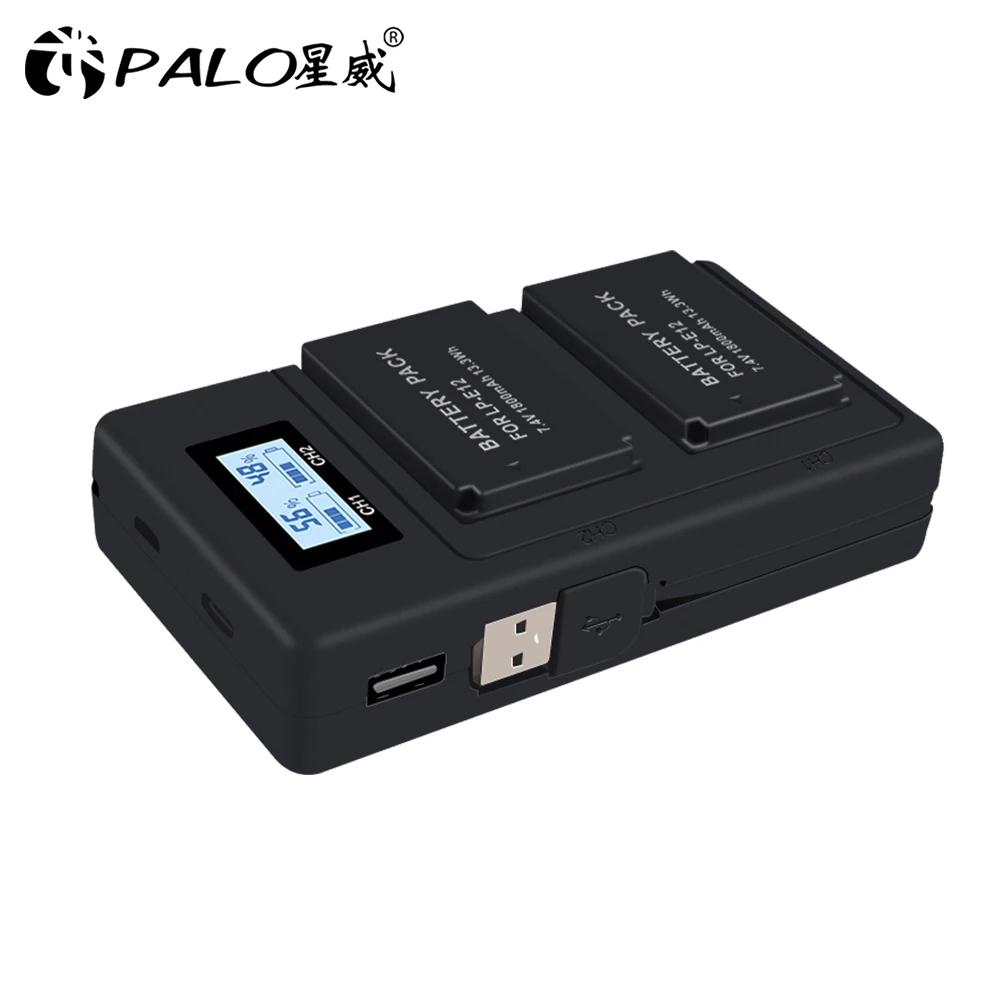 2 шт. цифровой аккумулятор для камеры LPE12 LP E12 + ЖК USB зарядное устройство Canon M 100D Kiss