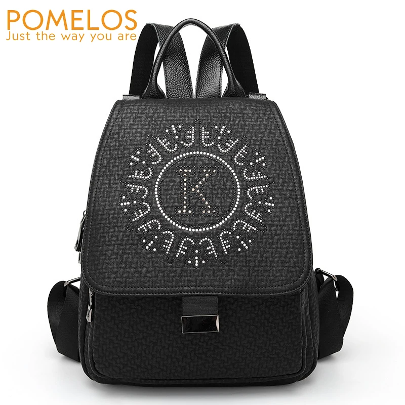 

POMELOS Excellent Quality Leather Backpack Women 2020 New Fashion Practical Solid Black Ladies Travel Anti Theft Backpacks
