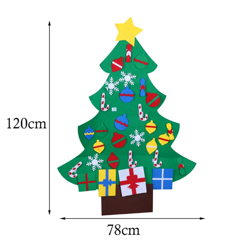 DIY войлочная Рождественская елка для малышей, рождественский подарок, настенная подвесная игрушка, съемное творчество "сделай сам", Наклейки для дома, наклейки на дверь, украшение, 3 цвета