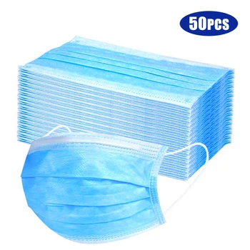 

50PCS Disposable Protective Face Mask Non-woven Anti-Particle Anti-droplet Anti-pollen Dust-proof Breathable Dustproof Face Mask