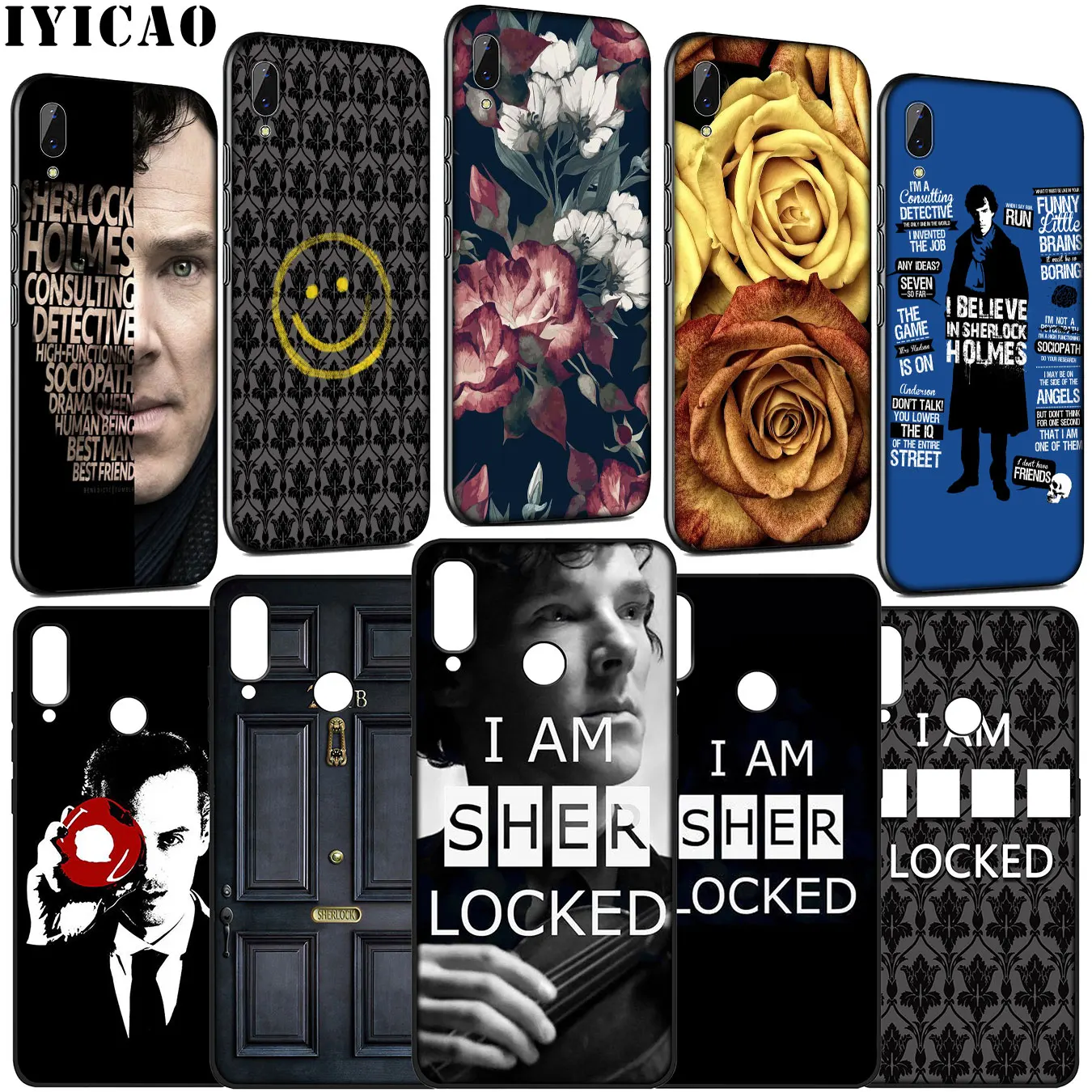 221B Sherlock Holmes Soft Phone Case for Huawei Y9 Y7 Y6 Prime 2019 2018 Honor 20 10 9 9X 8C 8X 8 Lite 7C 7X 7A Pro |