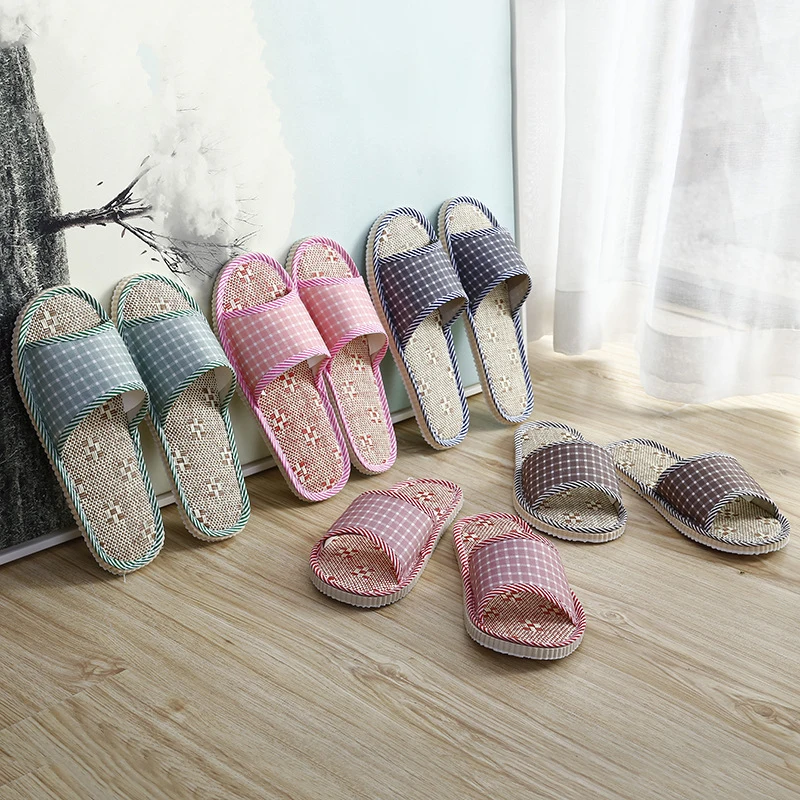 

Any 5 Pairs Reusable Simple Unisex Slippers Home Guest Hotel Travel Spa Portable Slippers Home Guest Indoor Linen Fabric Slipper