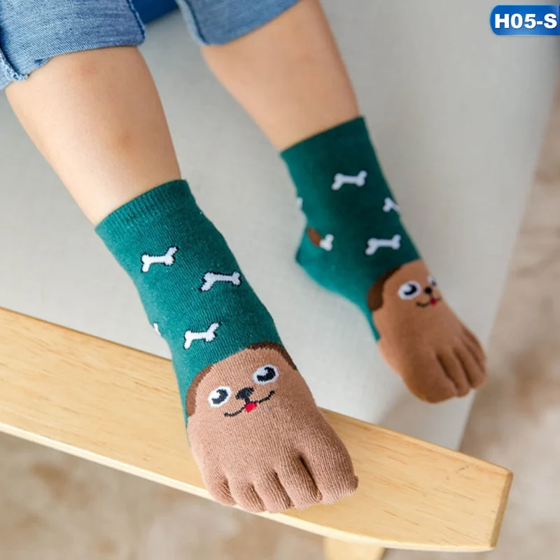 Kawaii/Детские носки хлопковые носки с животными для мальчиков и девочек дешевые носки для детей носок с пятью пальцами От 3 до 7 лет/От 7 до 12 лет