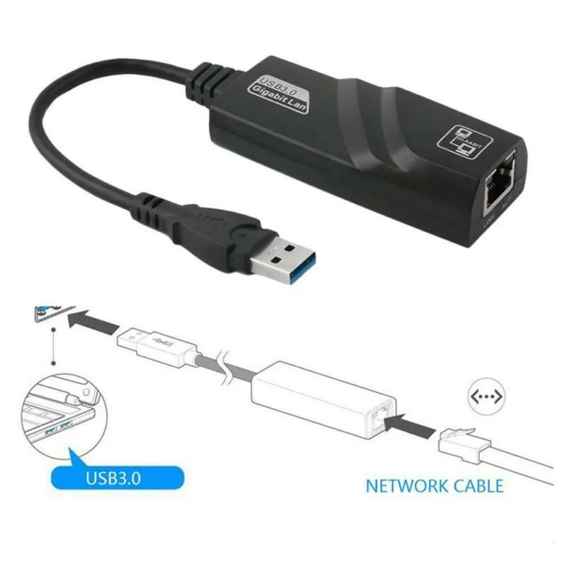 Черный USB 3,0 Gigabit RJ45 Ethernet cетевой адаптер LAN 1000 Мбит/с для ПК ноутбук Mac возможность 10/100/1000 Мбит/с