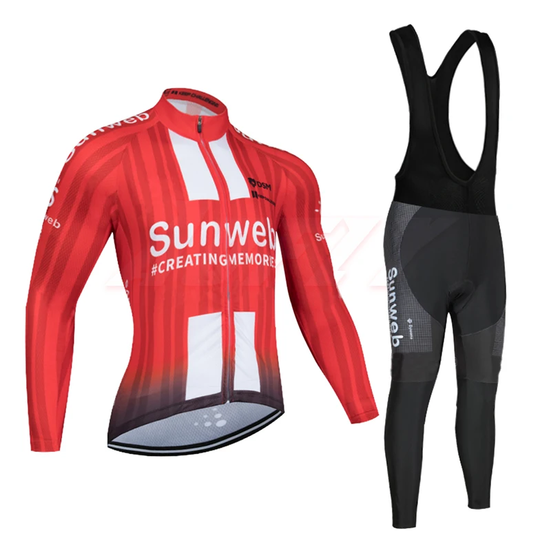 Зима Sunweb TEAM Велоспорт Джерси 9D велосипед брюки набор Ropa Ciclismo Красный Мужской термо флис pro трикотаж для велосипедистов Майо Одежда