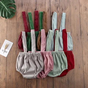 

Summer Children Solid Suspender Shorts Bebe Ropa Toddler Infant Striped Adjustable Pants with Button Kids Shorts