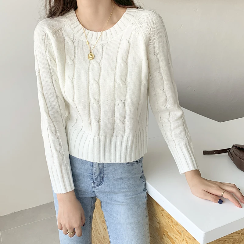 Women Sweaters Knitted Tops 2019 New Winter Casual Female Knitwear Candy Color Fashion O-Neck Woman Short Casual Pullovers   (11)