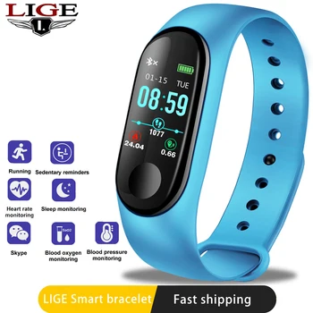

LIGE Smart Band Blood Pressure Measurement Pedometer Fitness Tracker Watch Smart Bracelet Women Men Waterproof For Android Ios