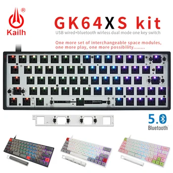 

Kailh gk64x 60% KIT pcb 64keys custom mechanical keyboard rgb switch leds hot swapping socket type c split spacebar