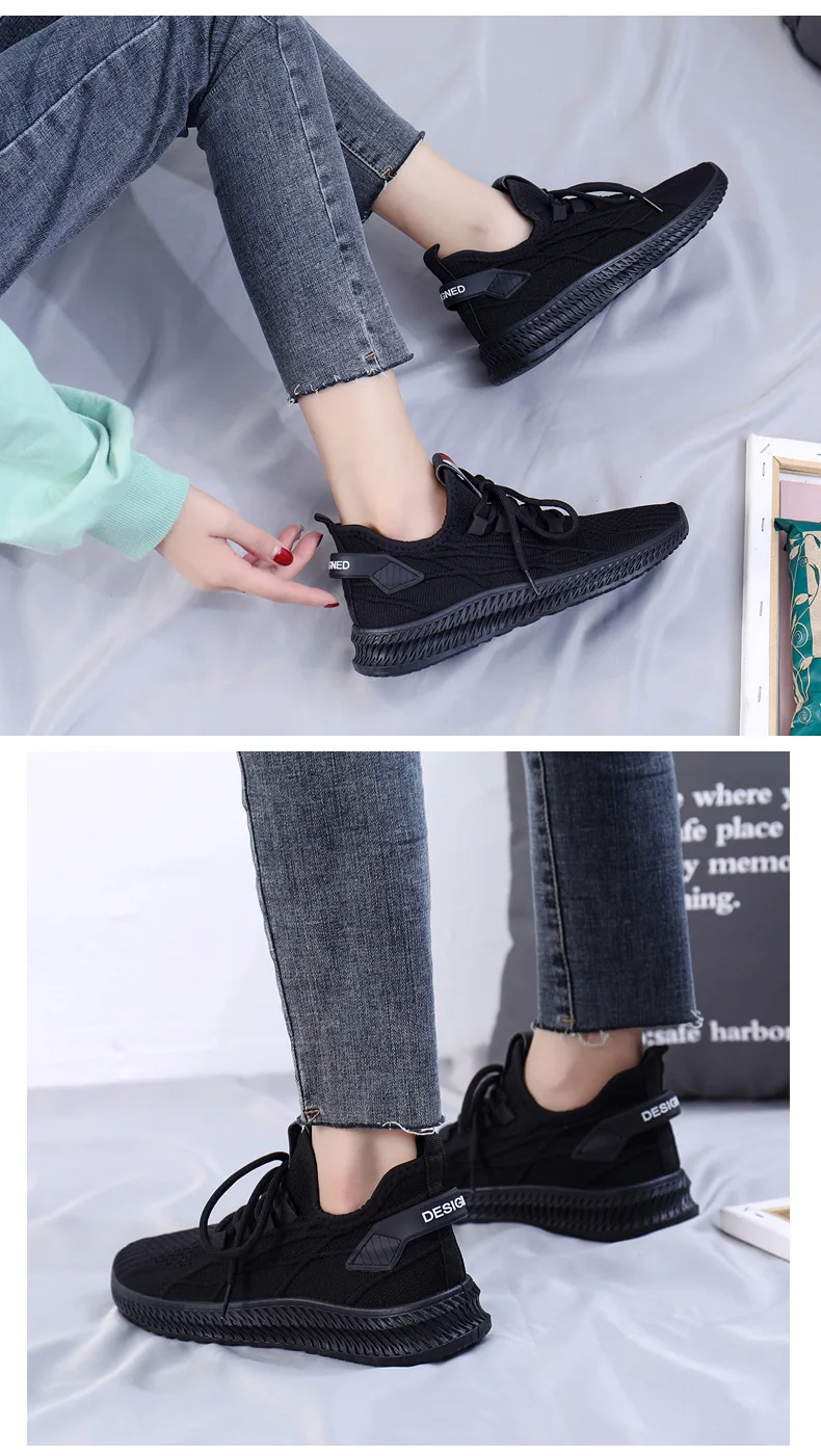 Fashion Spring Female Sneakers Women Shoes Korean Mesh Yellow Ladies Shoes Woman Lace Up Red Black Casual Shoes Breathable 2021