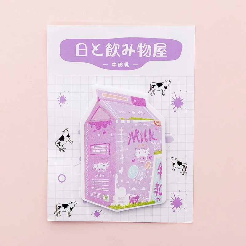 cow1pc Бутылка молока Липкие заметки Kawaii Мультфильм Memopad креативные самоклеющиеся N Times заметки листы для офиса школы Канцтовары Декор - Цвет: cow1pc