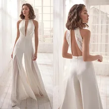 

2021 Women's Solid Color Jumpsuit Sexy Deep V Halter Jumpsuit Casual Trousers One Piece Outfit Sexy & Club Club Outfits Loose