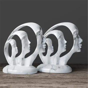 

Nordic Marbling Stereoscopic Human Face Resin Statue Creative Living Room TV Cabinet Desktop Decoration X2379