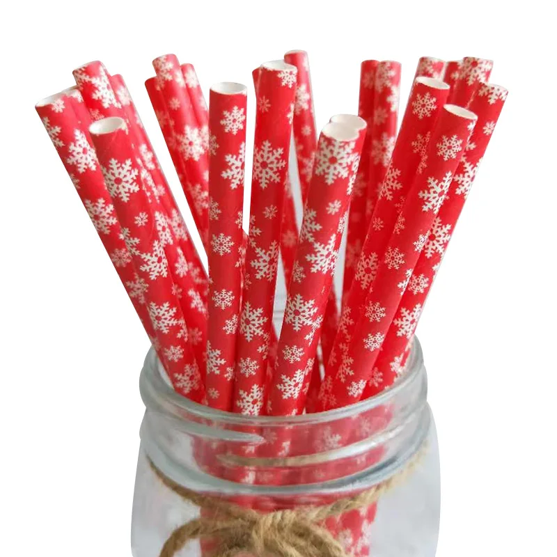 100pcs Christmas Straws Environmental Disposable Paper Tube Wedding Party Banquet Paper Straw Birthday Party Decorations Adult - Цвет: G