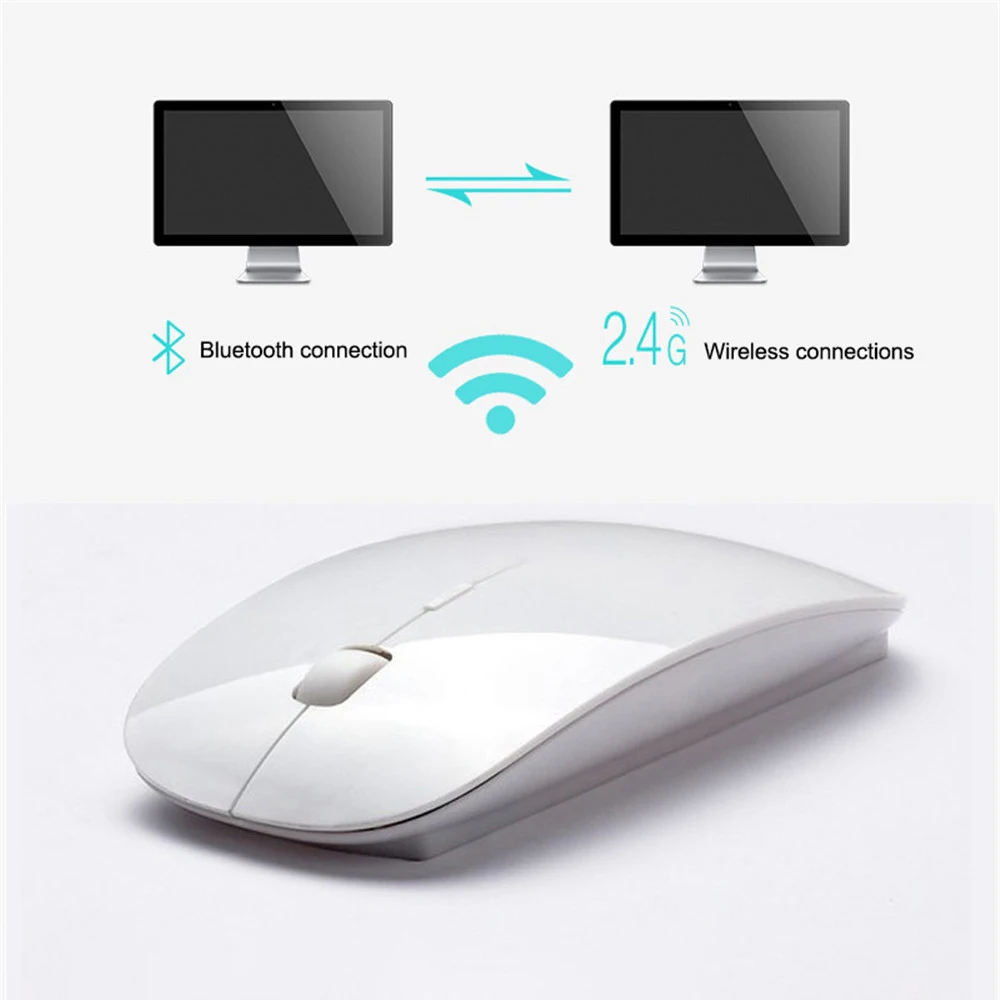 Wireless Dual Mode 2 In 1 Cordless Bluetooth 5.0 + 2.4Ghz Mouse 1600 DPI Ultra-thin Ergonomic Portable Optical Mice For PC | Компьютеры и