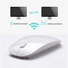 Modo duplo sem fio 2 em 1 rato sem fio bluetooth 5.0 + 2.4ghz 1600 dpi ultra-fino ergonômico portátil óptico ratos para pc